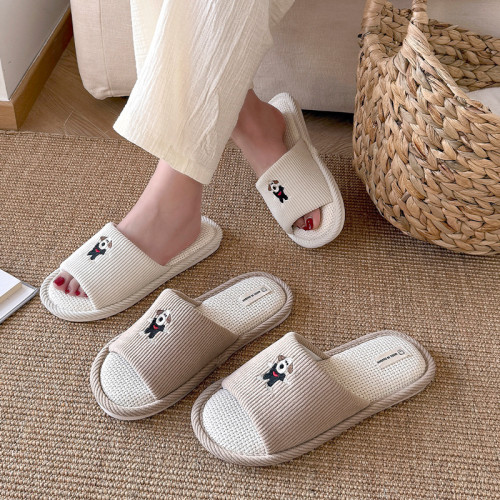 2025夏季室內春底棉麻鞋學生宿捨吸汗透氣舒適可愛小軟亞麻拖鞋女