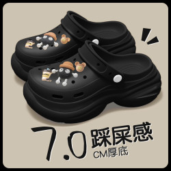 厚底洞洞鞋女款2025新款外穿海邊沙灘防滑eva包頭涼拖鞋女士夏季