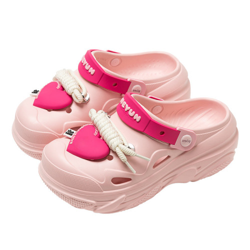 甜美愛心松糕跟厚底洞洞鞋女款夏季外穿2025新款小個子包頭涼拖鞋 甜美愛心松糕跟厚底洞洞鞋女款夏季外穿2025新款小個子包頭涼拖鞋