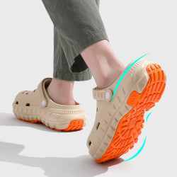 洞洞鞋男士外穿夏季輪胎底外穿家用防滑厚底沙灘包頭涼鞋情侶