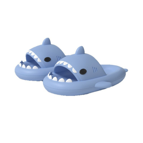 卡通鯊魚拖鞋女款夏室內情侶家居可愛親子浴室洗澡防滑厚底涼拖鞋
