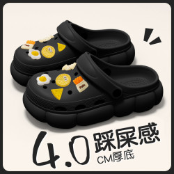 厚底洞洞鞋女夏季外穿2025新款室內防滑戶外沙灘包頭半涼拖鞋女士