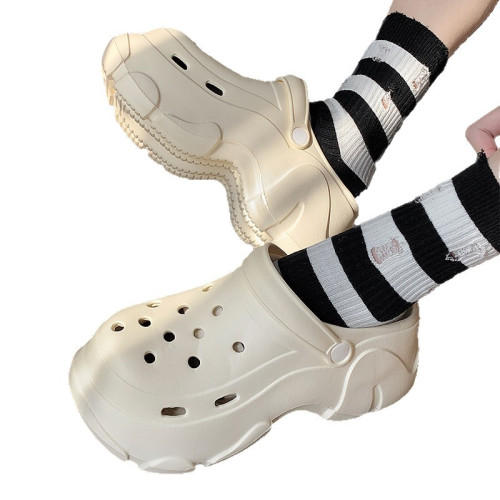 新款黑白煤球厚底EVA防滑外穿洞洞鞋女款增高沙灘包頭踩屎感涼拖 新款黑白煤球厚底EVA防滑外穿洞洞鞋女款增高沙灘包頭踩屎感涼拖