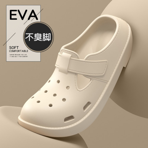 包頭拖女款夏季防滑松糕軟底踩屎感洞洞鞋外穿沙灘勃肯涼拖半拖鞋