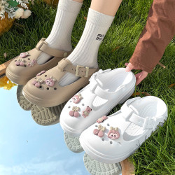 甜美風diy配飾2025年夏日新款厚底包頭涼拖鞋親子款可愛卡通洞洞