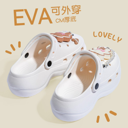 小熊洞洞鞋女款夏季20255新款外穿厚底卡通超火防滑增高涼拖鞋女