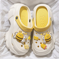 超火厚底洞洞鞋女款夏季外穿增高可愛DIY踩屎感沙灘包頭涼拖鞋女