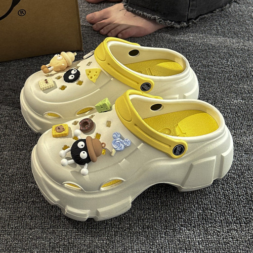 超火厚底洞洞鞋女款夏季外穿增高可愛DIY踩屎感沙灘包頭涼拖鞋女 超火厚底洞洞鞋女款夏季外穿增高可愛DIY踩屎感沙灘包頭涼拖鞋女