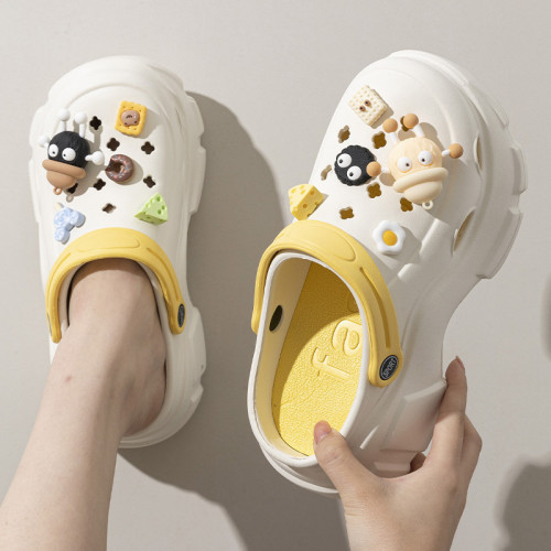 超火厚底洞洞鞋女款夏季外穿增高可愛DIY踩屎感沙灘包頭涼拖鞋女 超火厚底洞洞鞋女款夏季外穿增高可愛DIY踩屎感沙灘包頭涼拖鞋女