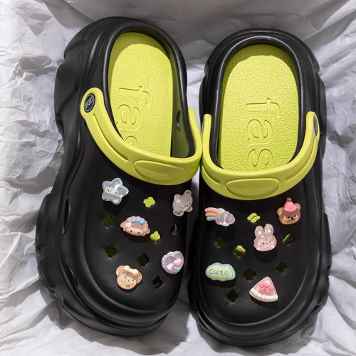 超火厚底洞洞鞋女款夏季外穿增高可愛DIY踩屎感沙灘包頭涼拖鞋女 超火厚底洞洞鞋女款夏季外穿增高可愛DIY踩屎感沙灘包頭涼拖鞋女