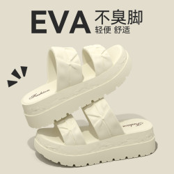 厚底涼鞋女款夏季2025新款外穿時尚海邊沙灘防滑增高eva涼拖女士