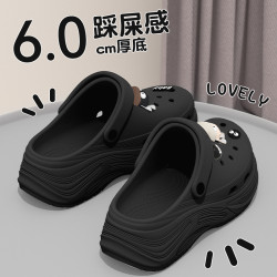 卡通親子洞洞鞋女夏季外穿2025新款增高厚底耐磨時尚包頭拖鞋女夏