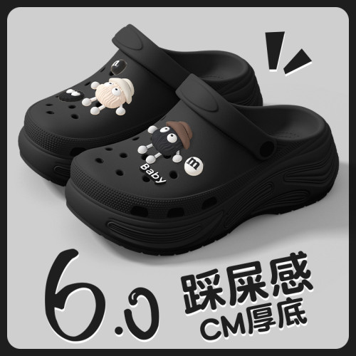 卡通親子洞洞鞋女夏季外穿2025新款增高厚底耐磨時尚包頭拖鞋女夏
