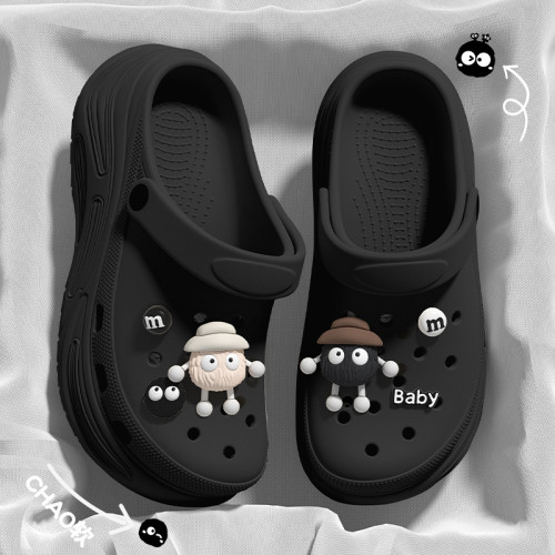 卡通親子洞洞鞋女夏季外穿2025新款增高厚底耐磨時尚包頭拖鞋女夏