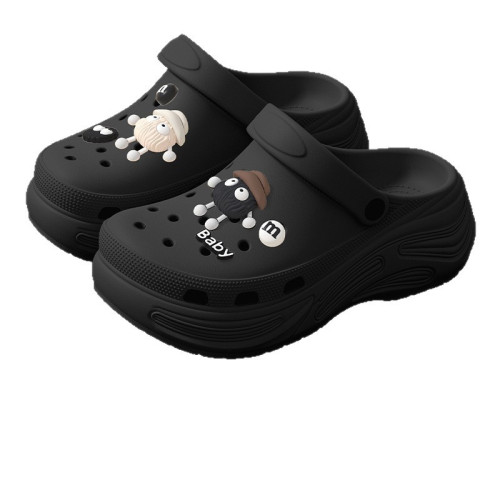 卡通親子洞洞鞋女夏季外穿2025新款增高厚底耐磨時尚包頭拖鞋女夏