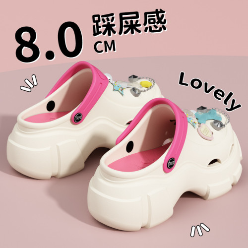 新款eva外穿高跟洞洞鞋英文配飾女款厚底洞洞鞋女夏外穿防滑拖鞋 新款eva外穿高跟洞洞鞋英文配飾女款厚底洞洞鞋女夏外穿防滑拖鞋