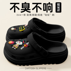 增高洞洞鞋女款2025新款夏季外穿eva防滑防臭厚底海邊沙灘涼拖鞋