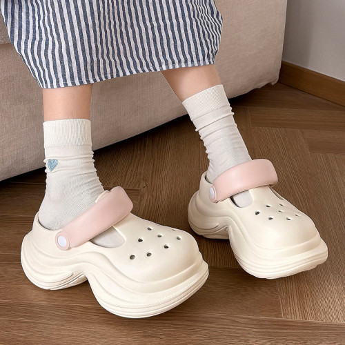 足弓厚底洞洞鞋女夏季外穿海邊沙灘防滑透氣兩穿eva拖鞋女款 足弓厚底洞洞鞋女夏季外穿海邊沙灘防滑透氣兩穿eva拖鞋女款