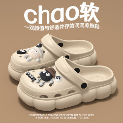 厚底夏季外穿洞洞鞋女款2025新款增高沙灘防滑防臭踩屎感涼鞋女士