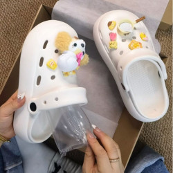 厚底eva洞洞鞋女夏季外穿踩屎感包頭拖鞋增高防滑透氣涼拖鞋兩穿