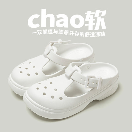 2025新款瑪麗珍洞洞鞋居家戶外休閒沙灘鞋女士包頭涼拖鞋爆款