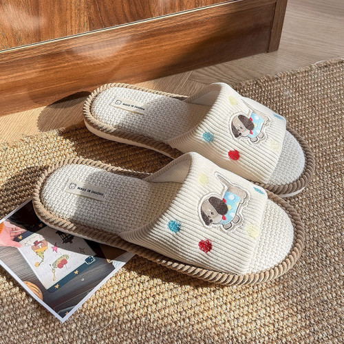 亞麻拖鞋女四季新款卡通靜音室內軟底防滑棉麻家居透氣情侶拖鞋春 亞麻拖鞋女四季新款卡通靜音室內軟底防滑棉麻家居透氣情侶拖鞋春