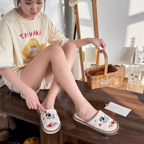 亞麻拖鞋女四季新款卡通靜音室內軟底防滑棉麻家居透氣情侶拖鞋春 亞麻拖鞋女四季新款卡通靜音室內軟底防滑棉麻家居透氣情侶拖鞋春