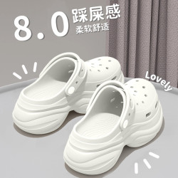 8.0CM厚底洞洞鞋女款2025新款夏季外穿增高超火包頭半涼拖鞋女士