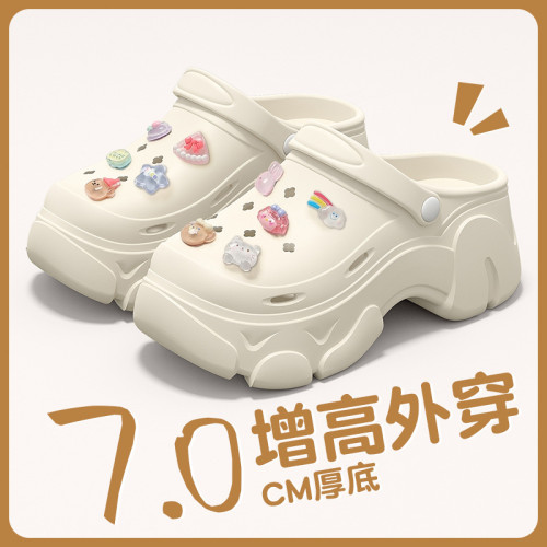 厚底洞洞鞋女款夏季外穿2025新款時尚增高沙灘防滑透氣包頭涼拖女 厚底洞洞鞋女款夏季外穿2025新款時尚增高沙灘防滑透氣包頭涼拖女