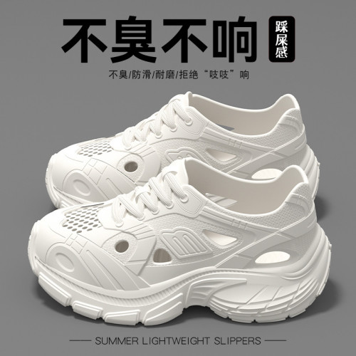 老爹洞洞鞋女款夏季2025新款外穿厚底透氣防滑沙灘運動防臭涼拖鞋