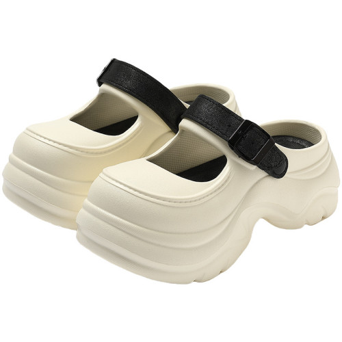 夏季新款韓式ins風7cm厚底勃肯鞋Eva踩屎感外穿百搭顯瘦包頭拖女