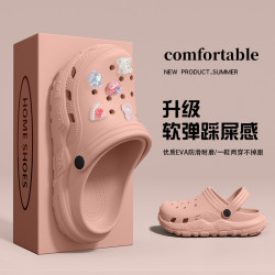 厚底洞洞鞋女夏季外穿2025新款超火辦公室沙灘防滑踩屎感情侶涼拖