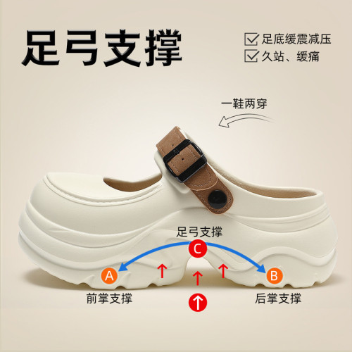 夏季新款洞洞鞋女款7cm厚底勃肯鞋Eva踩屎感外穿百搭顯瘦包頭拖女 夏季新款洞洞鞋女款7cm厚底勃肯鞋Eva踩屎感外穿百搭顯瘦包頭拖女