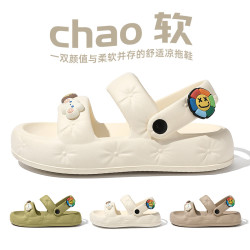 仙女風卡通涼鞋女2024夏季新款絕美可外穿厚底不累腳鞋花拖鞋女士