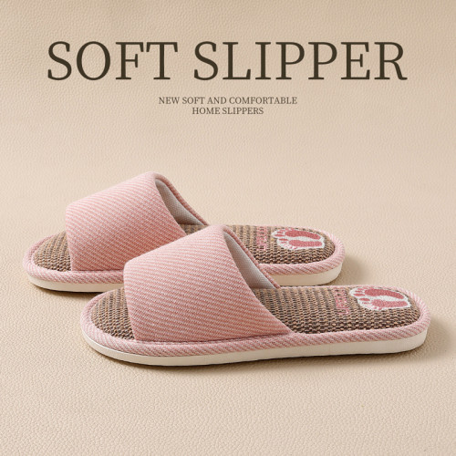 透氣亞麻拖鞋女款四季家居室內吸汗靜音軟底家用防滑涼拖鞋男 透氣亞麻拖鞋女款四季家居室內吸汗靜音軟底家用防滑涼拖鞋男