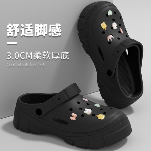 可愛DIY洞洞鞋女夏季外穿2025新款防滑防臭踩屎感厚底包頭涼拖鞋 可愛DIY洞洞鞋女夏季外穿2025新款防滑防臭踩屎感厚底包頭涼拖鞋