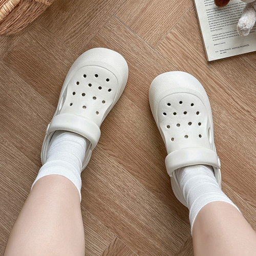 可愛洞洞鞋女夏季時尚新款厚底顯高包頭拖鞋透氣防滑少女感外穿女