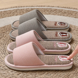 透氣亞麻拖鞋女款四季家居室內吸汗靜音軟底家用防滑涼拖鞋男