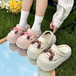 2025年新款夏季涼鞋女加厚底防滑耐磨洞洞踩屎感軟底沙灘兩穿拖鞋