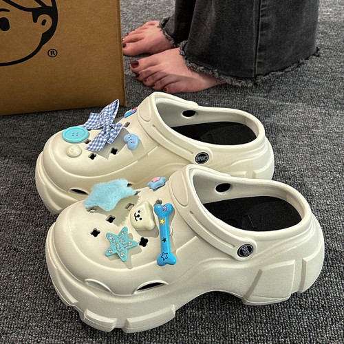 厚底洞洞鞋女士夏季外穿增高ins超火網紅沙灘防滑防臭包頭涼拖鞋 厚底洞洞鞋女士夏季外穿增高ins超火網紅沙灘防滑防臭包頭涼拖鞋