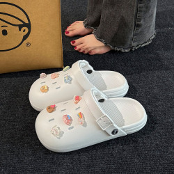 踩屎感洞洞鞋女款2025新款夏季外穿軟底防滑防臭辦公室包頭拖鞋女