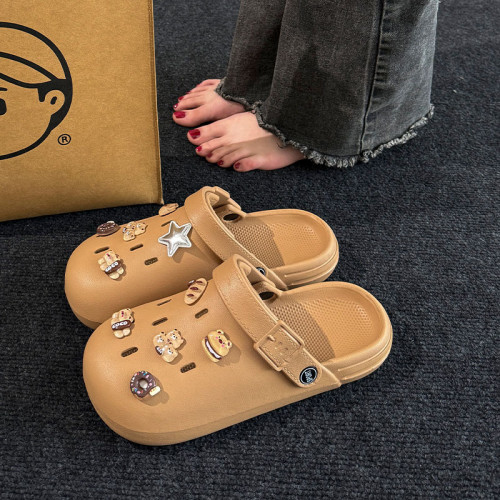 踩屎感洞洞鞋女款2025新款夏季外穿軟底防滑防臭辦公室包頭拖鞋女 踩屎感洞洞鞋女款2025新款夏季外穿軟底防滑防臭辦公室包頭拖鞋女