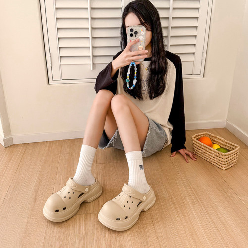 馬蹄洞洞鞋女生個性夏季沙灘可愛包頭戶外穿防滑高跟涼拖鞋女士 馬蹄洞洞鞋女生個性夏季沙灘可愛包頭戶外穿防滑高跟涼拖鞋女士