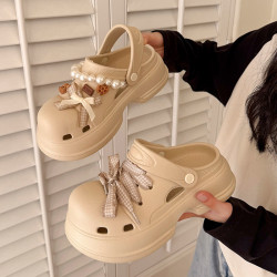 少女風潮流卡通動漫馬蹄洞洞鞋春夏季新款時尚百搭厚底舒適涼拖鞋