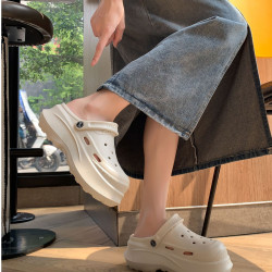 厚底增高洞洞鞋女款2025新款夏季外穿沙灘eva防滑軟底拖鞋女