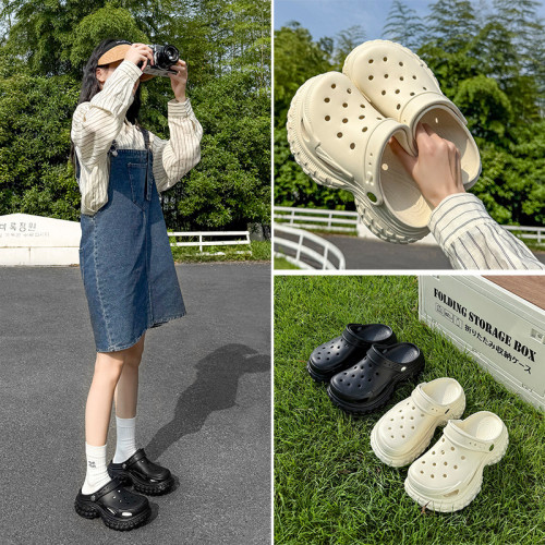 輪胎超厚底外穿包頭拖鞋夏戶外穿防滑踩屎感EVA增高可愛洞洞鞋女 輪胎超厚底外穿包頭拖鞋夏戶外穿防滑踩屎感EVA增高可愛洞洞鞋女