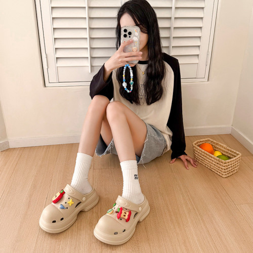 馬蹄厚底洞洞鞋女款夏季新款外穿防滑防臭增高踩屎感eva涼拖鞋女 馬蹄厚底洞洞鞋女款夏季新款外穿防滑防臭增高踩屎感eva涼拖鞋女