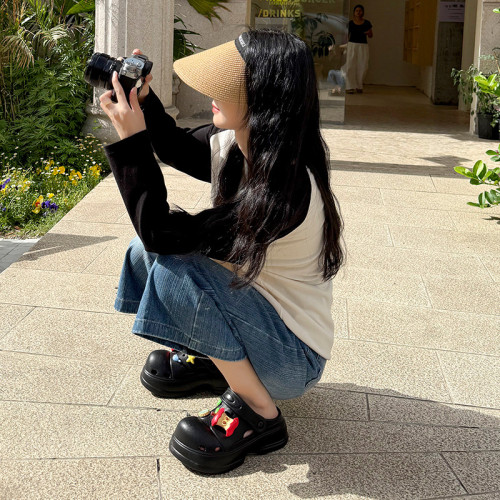 馬蹄厚底洞洞鞋女款夏季新款外穿防滑防臭增高踩屎感eva涼拖鞋女 馬蹄厚底洞洞鞋女款夏季新款外穿防滑防臭增高踩屎感eva涼拖鞋女