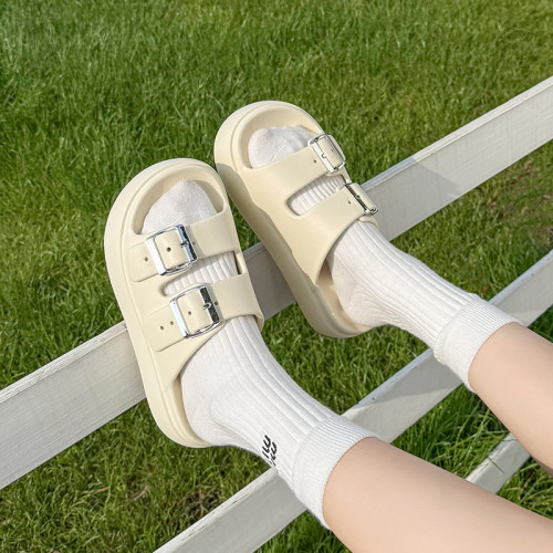 新款拖鞋女防滑EVA增高超厚底居家時尚超軟踩屎感一字拖內外穿