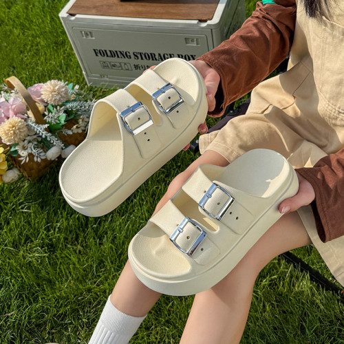 新款拖鞋女防滑EVA增高超厚底居家時尚超軟踩屎感一字拖內外穿